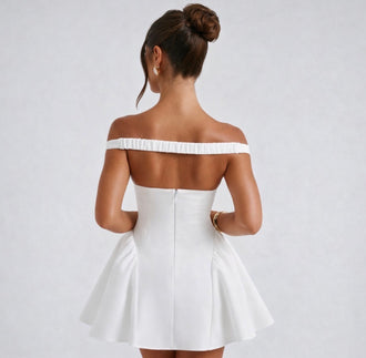 LuxeFlora White Mini Dress